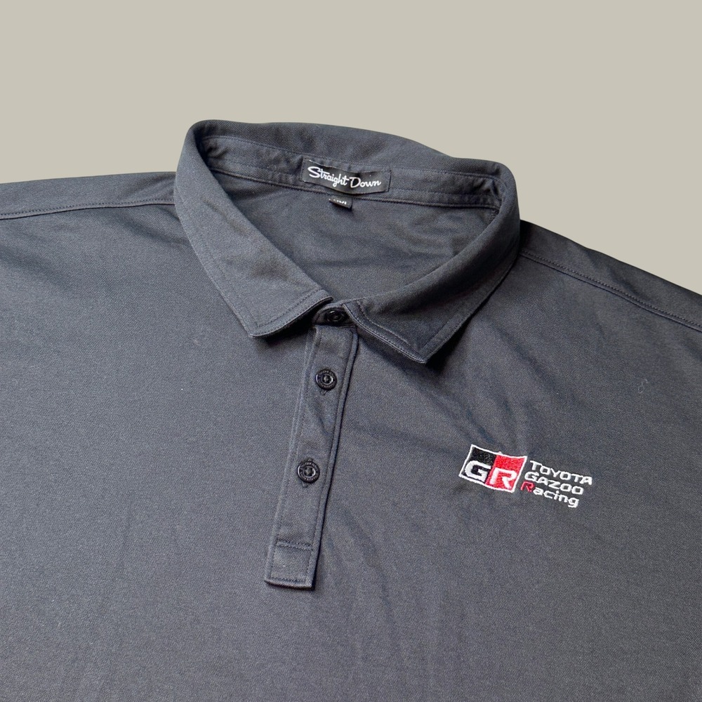 Straight Down Polo Shirt Mens XXL Toyota Gazoo Racing Black GR Logo Performance